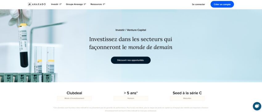 Page dédiée au crowdequity sur le site d'Anaxago