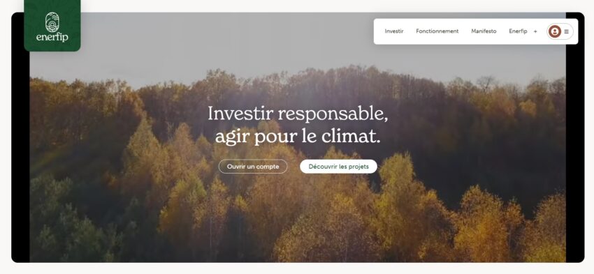 Page d'accueil de la plateforme de crowdfunding Enerfip