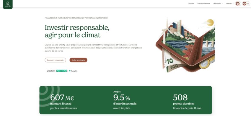 Page d'accueil du site de crowdfunding Enerfip