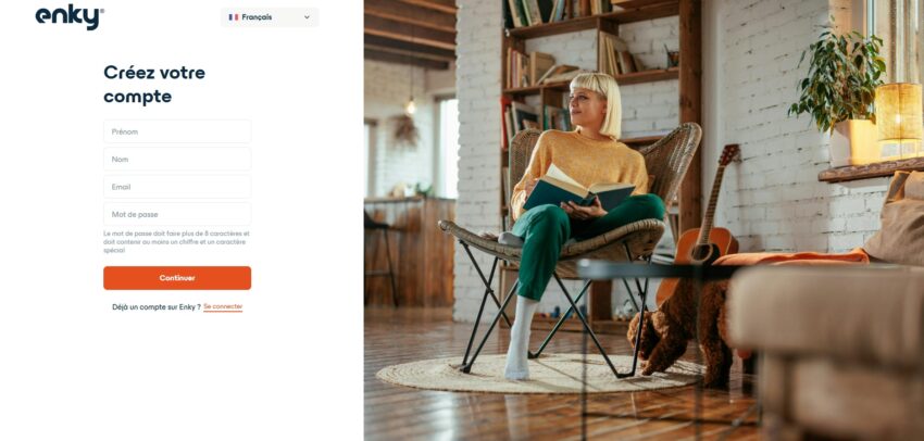 Page d'inscription à Enky Invest