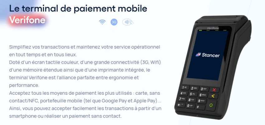 VIsuel du TPE mis à disposition sans frais par Stancer