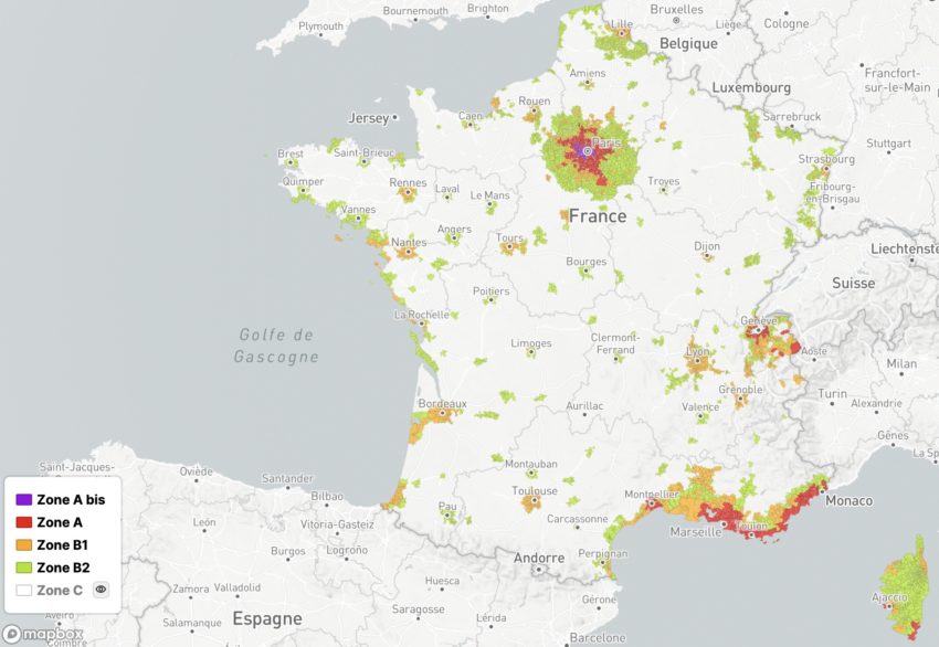 Carte du zonage gouvernemental du territoire. 