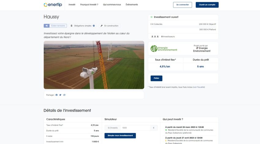 Investir dans le crowdfunding avec Enerfip permet par exemple de financer des projets éoliens