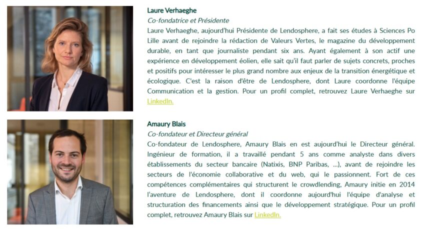 Photos des deux fondateurs de la plateforme de crowdfunding Lendosphere