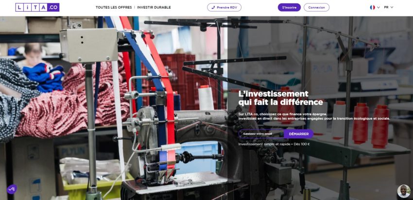 Page d'accueil de la plateforme de crowdfunding à impact LITA.co