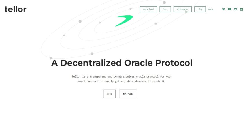 Page d'accueil du nouveau projet crypto Tellor (TRB)