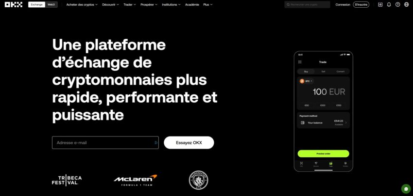 Page d'accueil du leader mondial crypto OKX