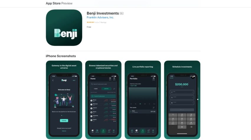 Benji, l'application permettant d'acheter des parts du fonds de Franklin Templeton via la blockchain Polygon