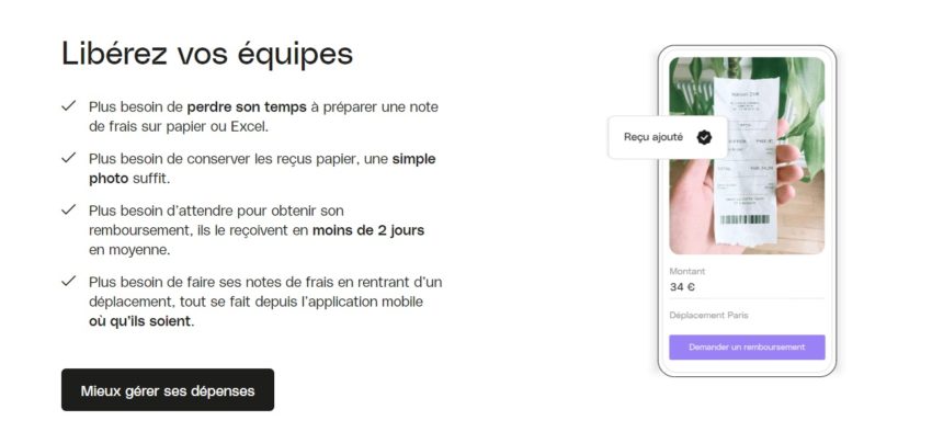 Le compte pro Qonto permet de prendre vos justificatifs de notes de frais simplement en photo depuis l'application mobile