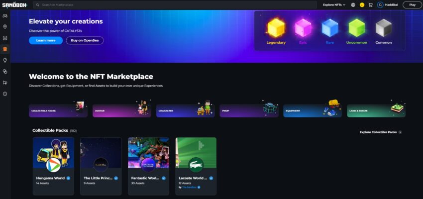 La marketplace de NFT de The Sandbox