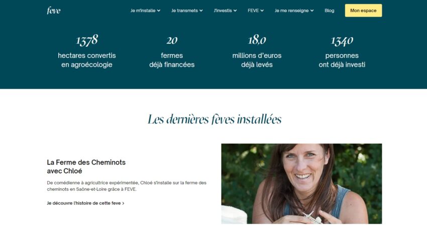 Image du site de FEVE, une plateforme permettant d'investir dans les terres agricoles