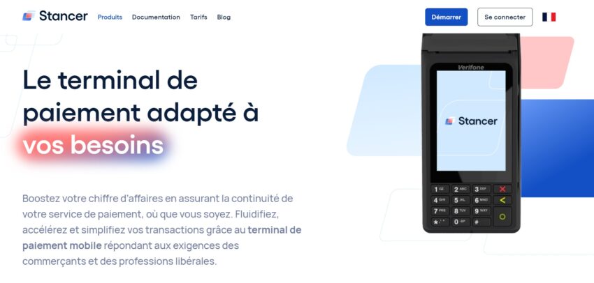 Page d'accueil de Stancer, qui propose des terminaux de paiement électroniques (TPE)