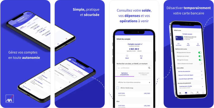 L'application AXA banque sur l'app store d'Apple