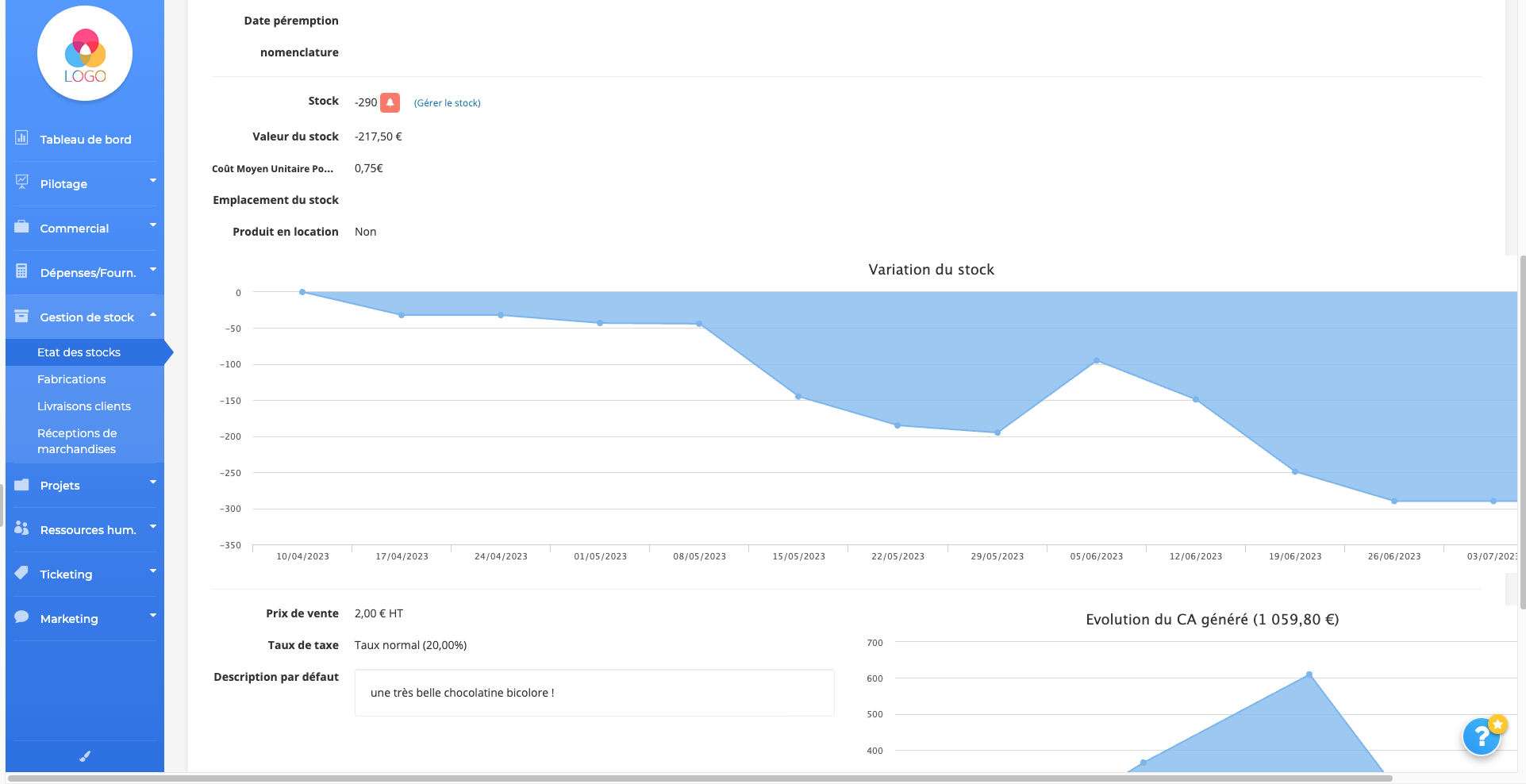 Gestion des stocks sur Axonaut