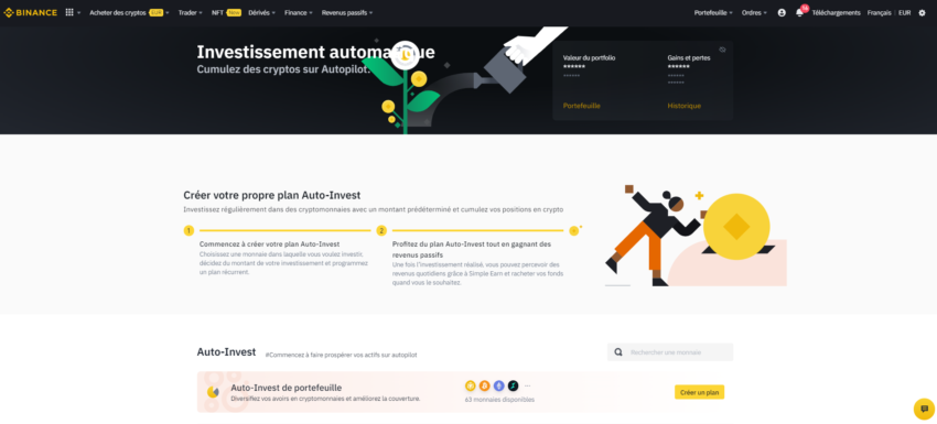 La plateforme de trading de crypto monnaie Binance propose la fonctionnalité Auto-Invest pour investir automatiquement une certaine somme à une fréquence donnée