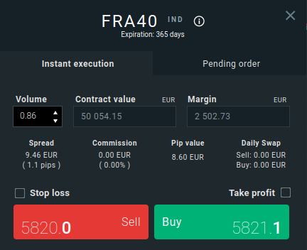 Exemple de passage d'ordre avec un CFD sur le CAC 40, chez le broker XTB