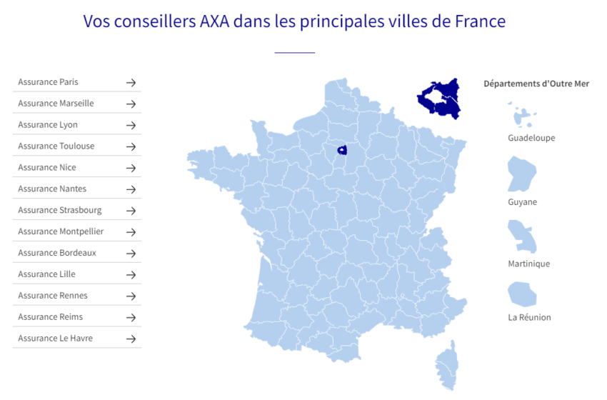 Carte des conseillers AXA en France