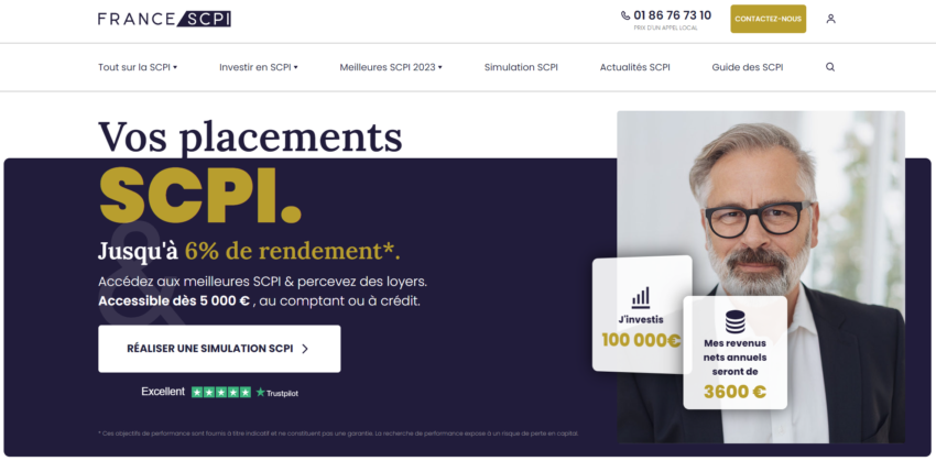 Page d'accueil de France SCPI, un courtier en SCPI, le placement pierre papier par excellence