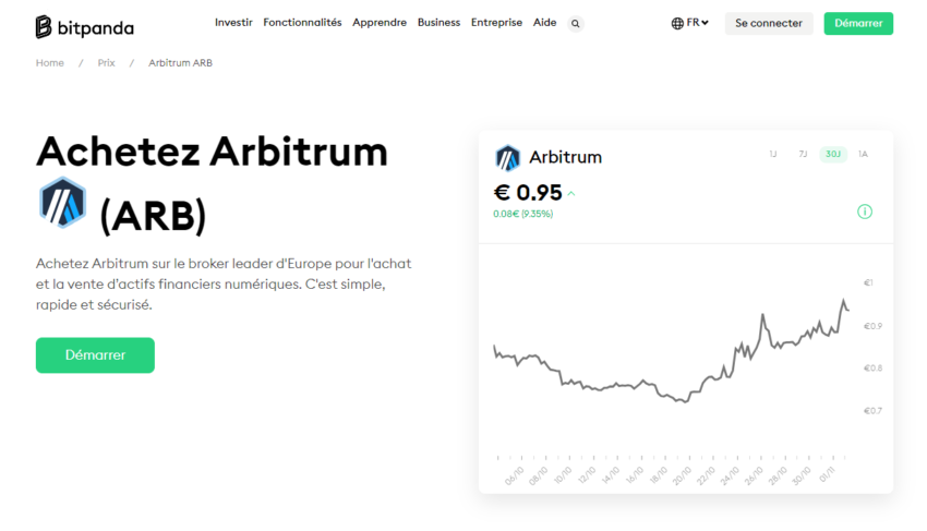 La plateforme Bitpanda est une de celles qui permet d'acheter de la crypto Arbitrum (ARB)