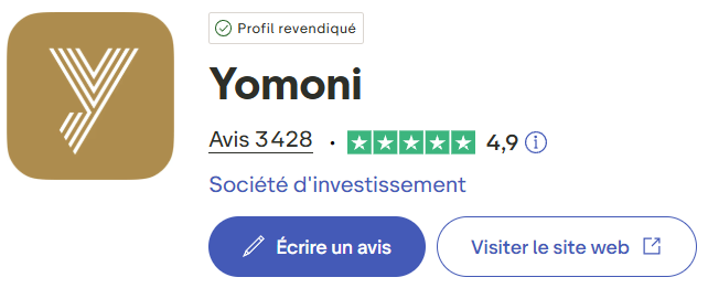 Notes de Yomoni sur Trustpilot