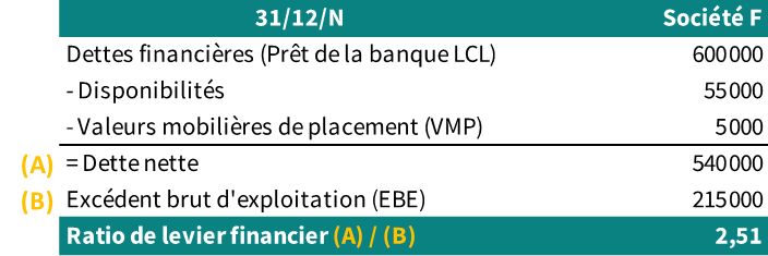 EBE - Ratio de levier financier 