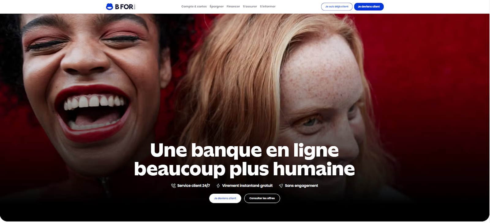 Page accueil du site web BforBank 
