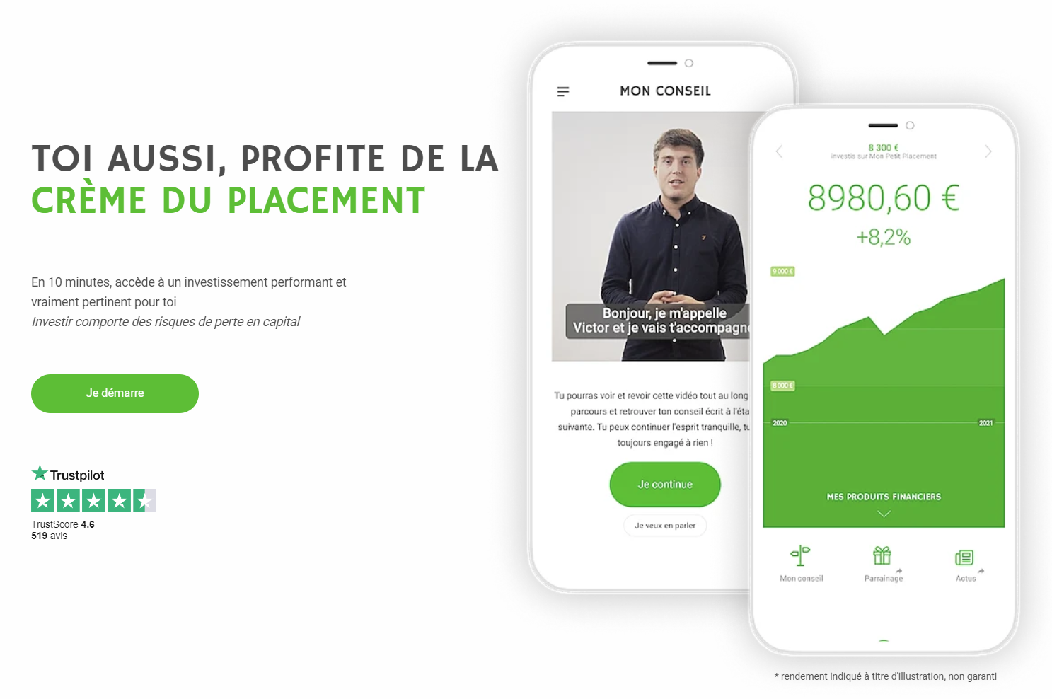 La page d'accueil de Mon Petit Placement