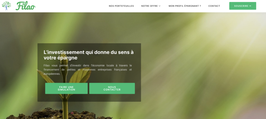 Filao Invest : page accueil du site web 