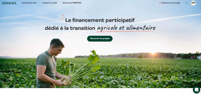 Page d'accueil de la plateforme de crowdfunding MiiMOSA