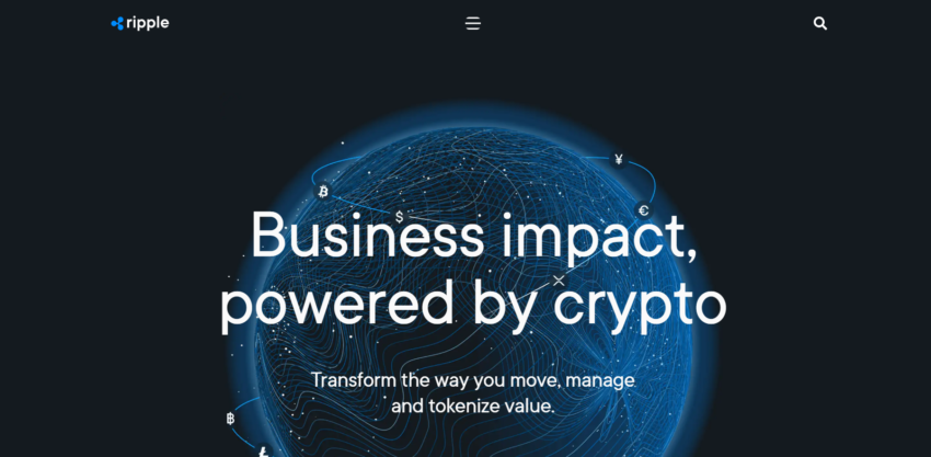 Page d'accueil de la société Ripple, le projet derrière le XRP