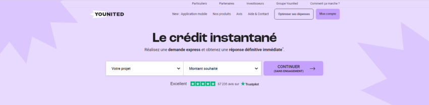 La page d'accueil de Younited Credit
